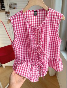 SHEIN Pink Gingham Tie-Front Top