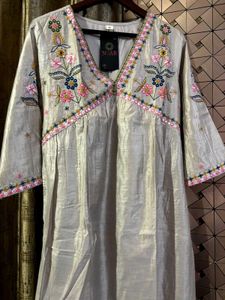 Blush Pink Alia Cut Premium Chanderi Silk