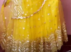 Mustard Net Haldi Saree Outfit