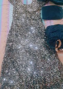 Party Gown With Long TRAIL and Duppatta Mask