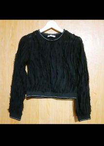 Fuzzy Black Long Sleeve Top