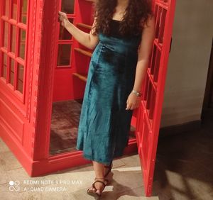 OGreen Velvet Maxi Dress With Side Slit No More Di