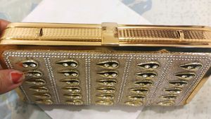 Gold Rhinestone Evening Clutch