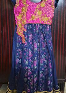 Floral Pink & Blue Girls Dress