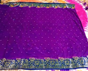 Purple Embroidered Saree