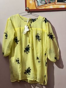 breezy yellow chiffon top