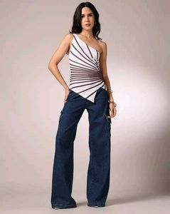 Shein Party Fitted One Shoulder Textured Abstract