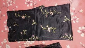 Elegant Black Embroidered Kurta Set