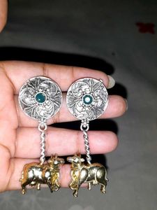 Silver Replica dual tone earrings