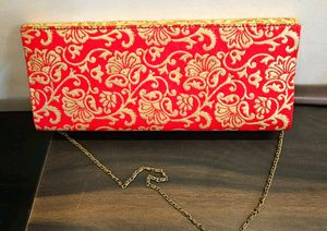 Womens Party Wear Red Sling Clutch from Pantaloons