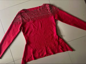 Red Embellished Top