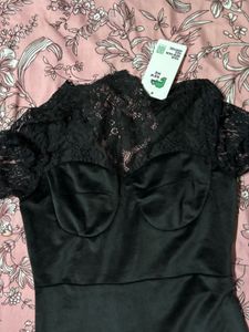 Elegant Black Lace Velvet Mermaid Gown