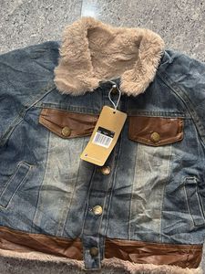 Denim Jacket with Faux Fur Collar