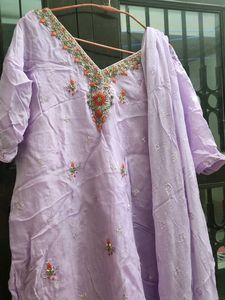Lavender Embroidered Kurti