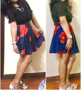 Floral Print Pleated Skirt