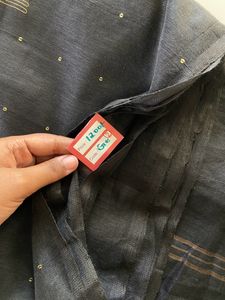 Soft Net Cota Saree Black (With Blouse Material)