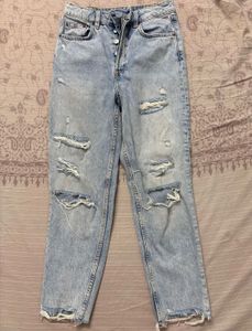 H&amp;M Acid Wash Distressed Denim Jeans