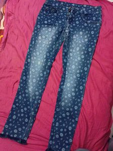 Floral Print Jeans
