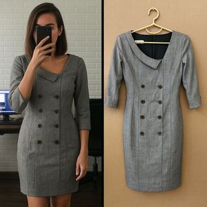Formal Classy Dress Korean Brand Grey 3-4th Sleeve