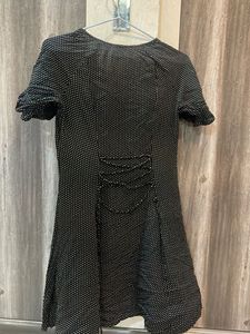 Black coloured white dotted pattern dress