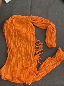 Urbanic Orange Tie around crop top