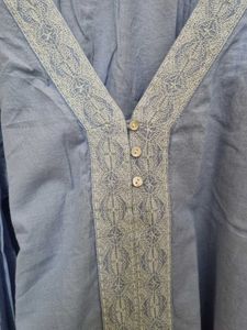 Blue Top with White Frill Detailing