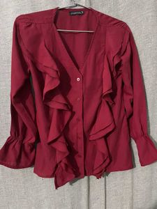 Ruffled Maroon Top