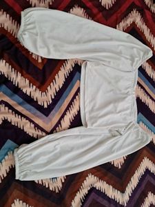 White Sweetheart Balloon Sleeve Crop Top