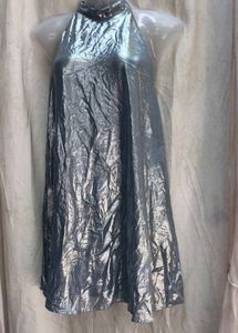 121212. Shiny Silver Mini Dress