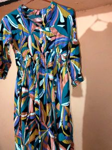 Colorful Abstract Print Midi Dress