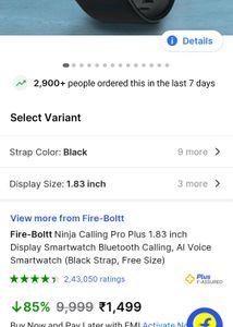 Smartwatch Fire Bolt Ninja Pro Plus BT Calling