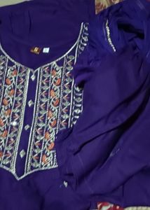 Elegant Purple Embroidered Kurti Set
