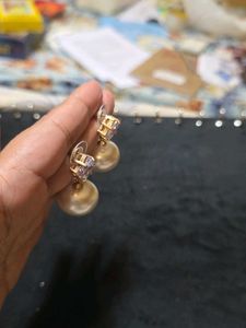 Big Pearl White Gemstone Earrings