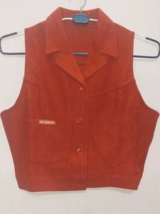Retro red Vest with Pockets