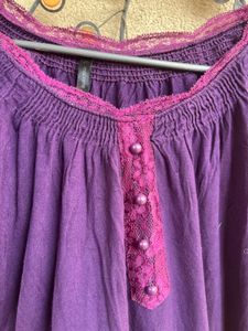 Purple Lace Trim Long Sleeve Top