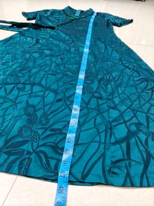 Teal Black-Lace Wrap Maxi Nighty