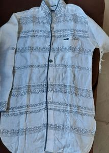 White Embroderied Short Kurta For Boy