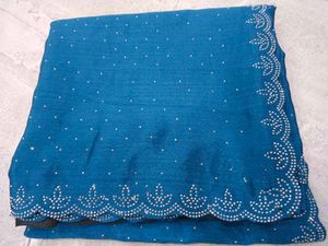 Elegant Teal Embellished Saree