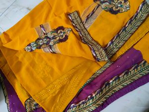 Elegant Purple- yellow and red-cream sarees