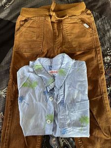 Babyhug Outfit: Shirt & Corduroy Pants