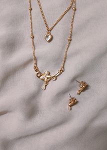 Stylish Double Chain With Earrings