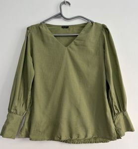 Style Quotient Olive Green Blouson Casual Top