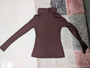 Brown Turtleneck Top