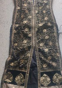 Black &amp; Gold Embellished Ethnic Jacket