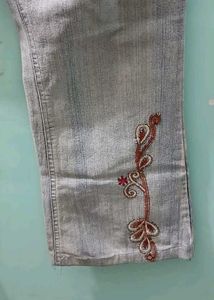 Embroidered Flare Leg Jeans