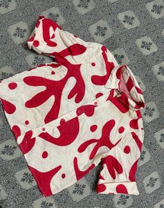 Red &amp; White Patterned Top For Women’s