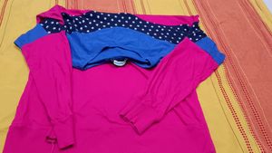 Beautiful Blue And Pink Color Fall Shoulder Top