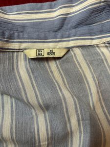 Blue With Vertical White Strips Top