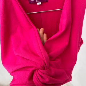 Hot Pink Knotted Crop Top