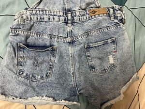 Denim Dungaree Shorts